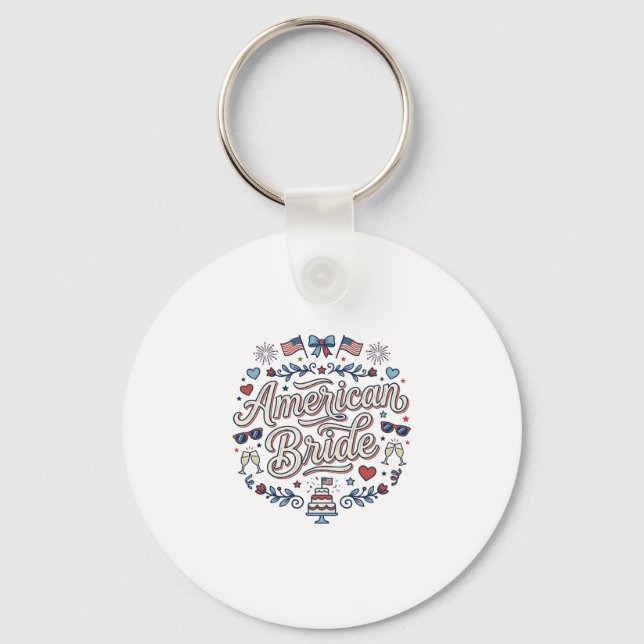 American Bride Patriotic Wedding Vector Design_1 Keychain (Front)