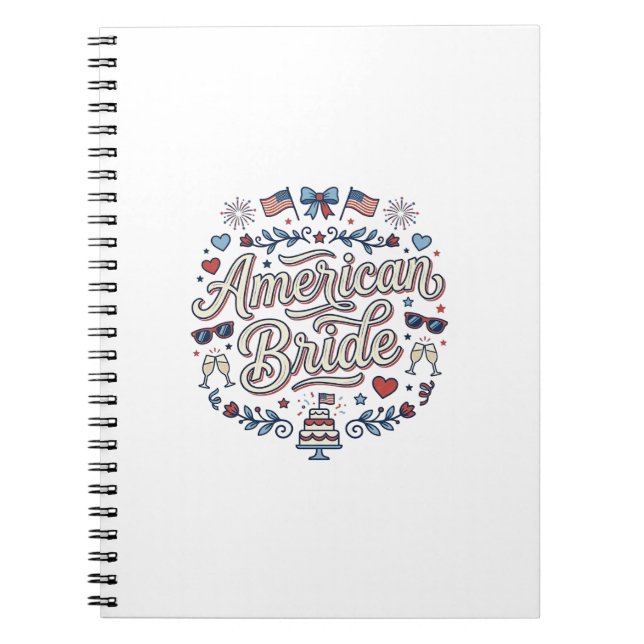 American Bride Patriotic Wedding Vector Design_1 Notebook (Front)