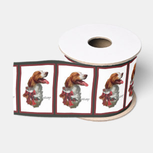 American Brittany Spaniel Christmas Grosgrain Ribbon
