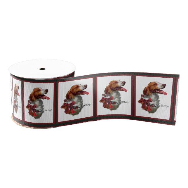American Brittany Spaniel Christmas Grosgrain Ribbon (Spool)