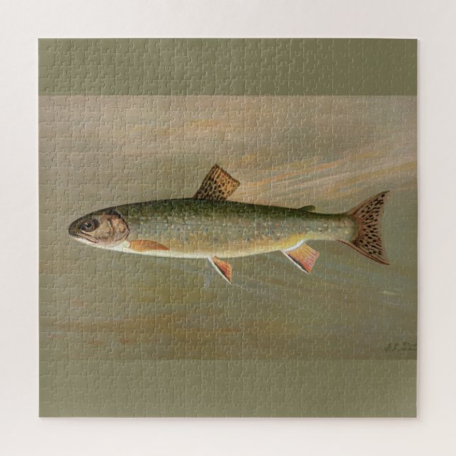 American Brook Trout Fish Vintage Illustration Jigsaw Puzzle (Vertical)