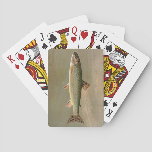 American Brook Trout Fish Vintage Illustration Playing Cards (Back)