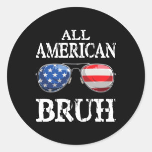 American Bruh 4th Of July Boys Patriotic Teens Kid Classic Round Sticker