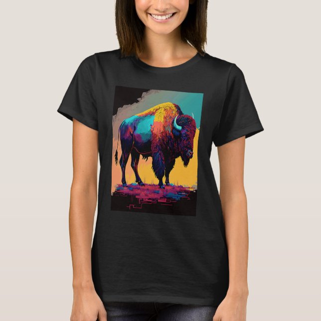 American Buffalo Animal Pop Bison Grilling   1 T-Shirt (Front)