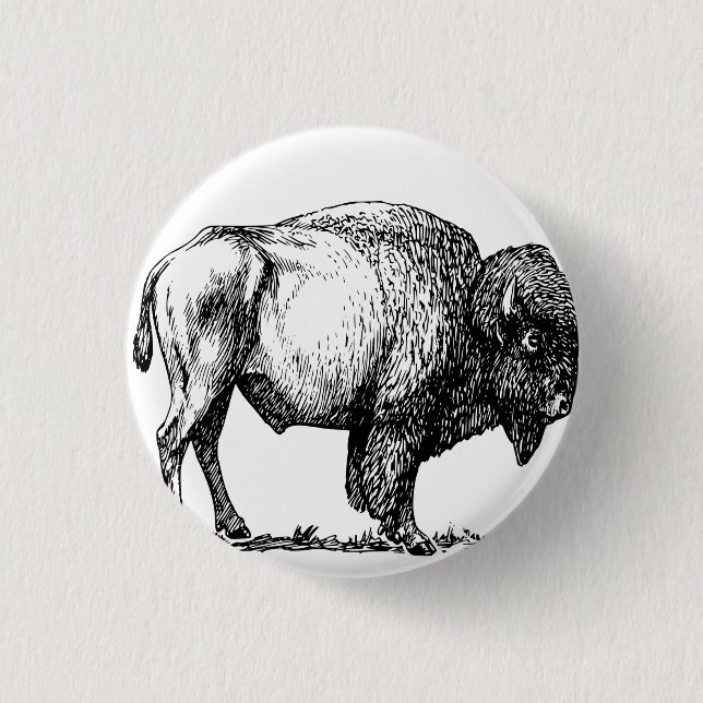 American Buffalo Bison 1 Inch Round Button (Front)
