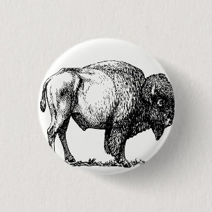 American Buffalo Bison 1 Inch Round Button