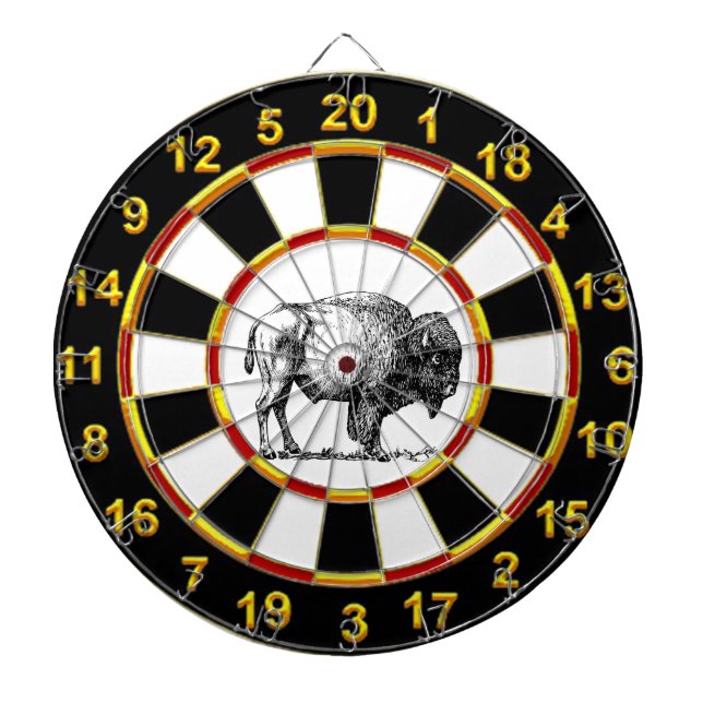 American Buffalo Bison an gold foil plated numbers Dartboard (Front)