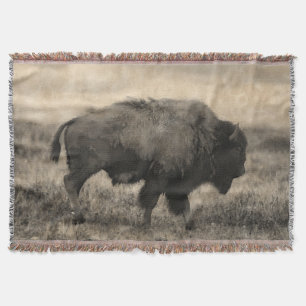 American Buffalo  -  Plains Bison Throw Blanket