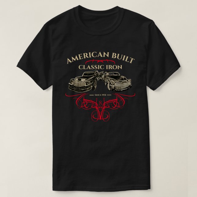 American Built Classic Iron Trucks Red Pinstripes T-Shirt (Design Front)