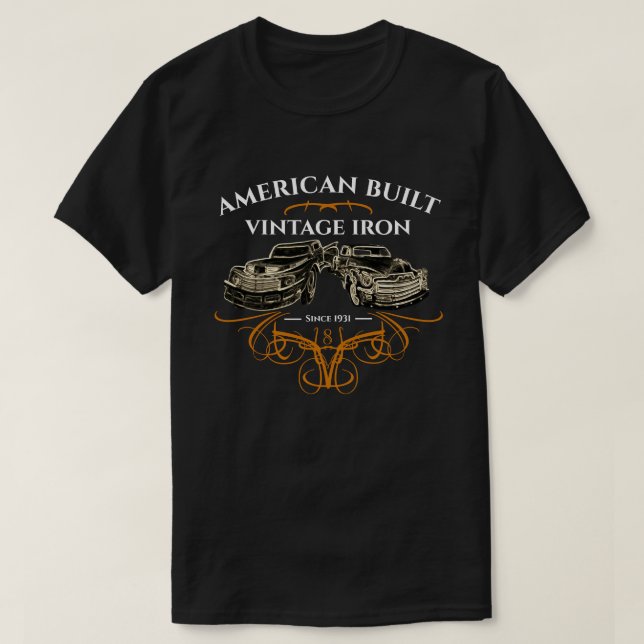 American Built Vintage Iron Trucks Pinstriping T-Shirt (Design Front)
