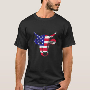 American Bull Usa 4th Of July Farmer Cow T-Shirt