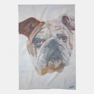 American Bulldog Artistic Pet Portrait Kitchen Towel