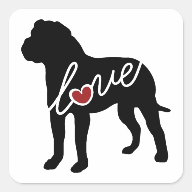 American Bulldog (Bully) Love Square Sticker (Front)