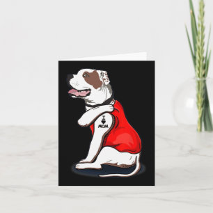 American-bulldog Dog I Love Mom Tattoo Card