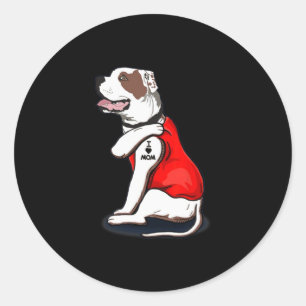 American-bulldog Dog I Love Mom Tattoo Classic Round Sticker