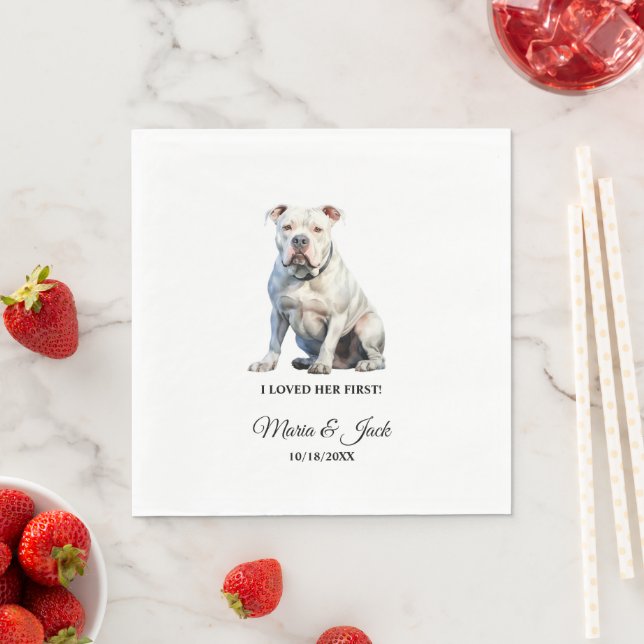 American Bulldog Dog I Loved Her First Wedding Napkin (Insitu)
