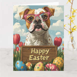 American Bulldog  Easter Eggs Card