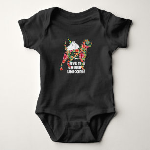 American Bulldog Flower Dog Silhouette Floral Gift Baby Bodysuit