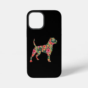 American Bulldog Flower Dog Silhouette Floral Gift iPhone 12 Mini Case
