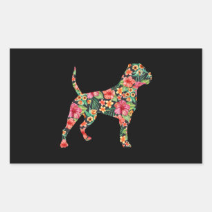 American Bulldog Flower Dog Silhouette Floral Gift Sticker