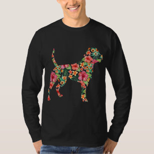 American Bulldog Flower Dog Silhouette Floral Gift T-Shirt