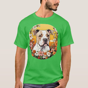 American Bulldog Flower Mountain Cute Colourful Pu T-Shirt