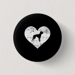 American Bulldog Heart Dog 1 Inch Round Button