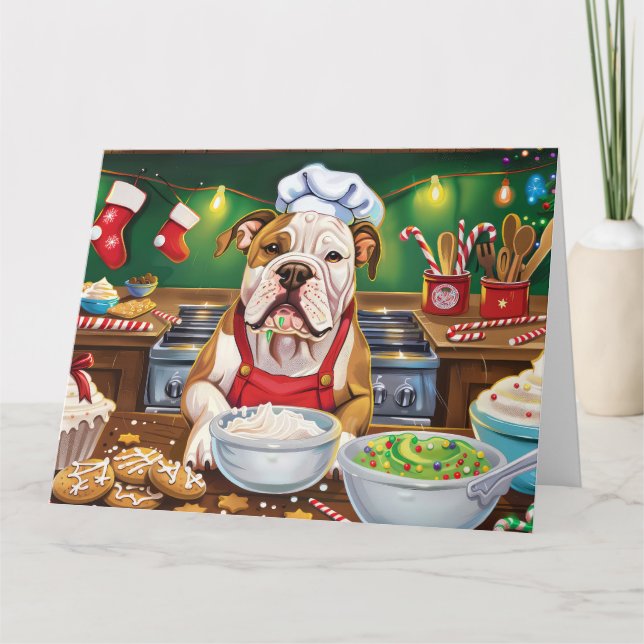 American Bulldog Holiday Baking: Festive Christmas Card (Front)