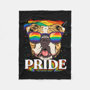 American Bulldog Lgbtq Rainbow Flag Pride Month Do Fleece Blanket