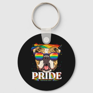 American Bulldog Lgbtq Rainbow Flag Pride Month Do Keychain
