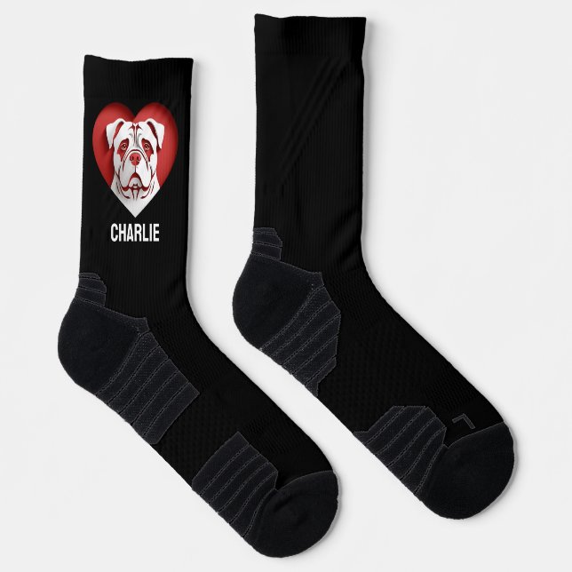 American Bulldog Owner Dog Lover Custom Text Name  Socks (Right)
