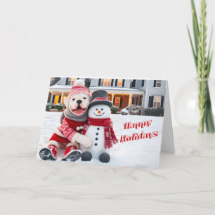 American Bulldog Poster avec sa carte Snowman