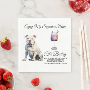 American Bulldog Signature Drink Wedding Pet Napkin