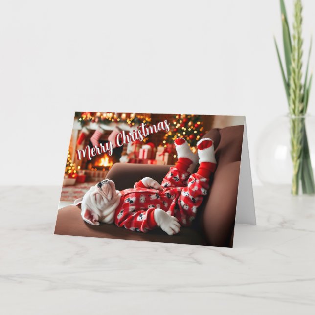 American Bulldog Sweet Dreams Christmas Card (Front)