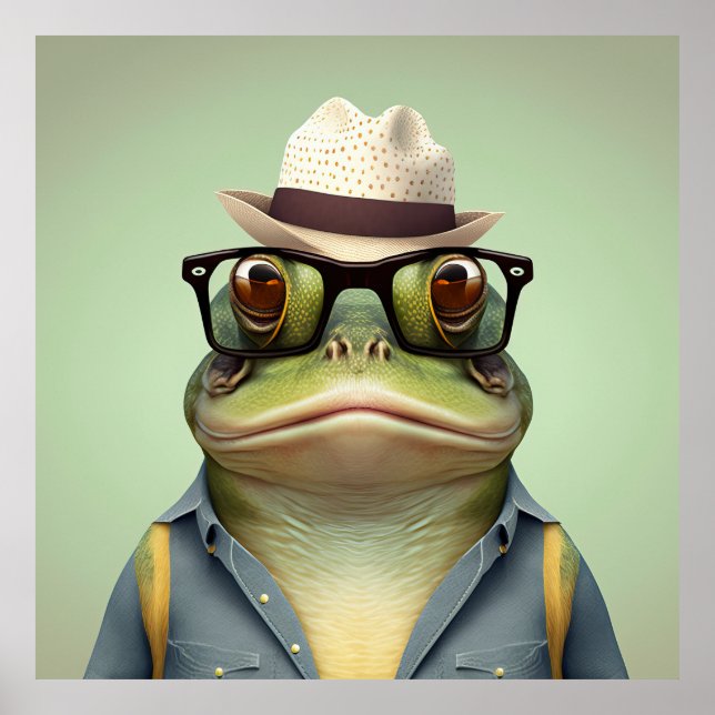 American Bullfrog Hipster Poster (Front)