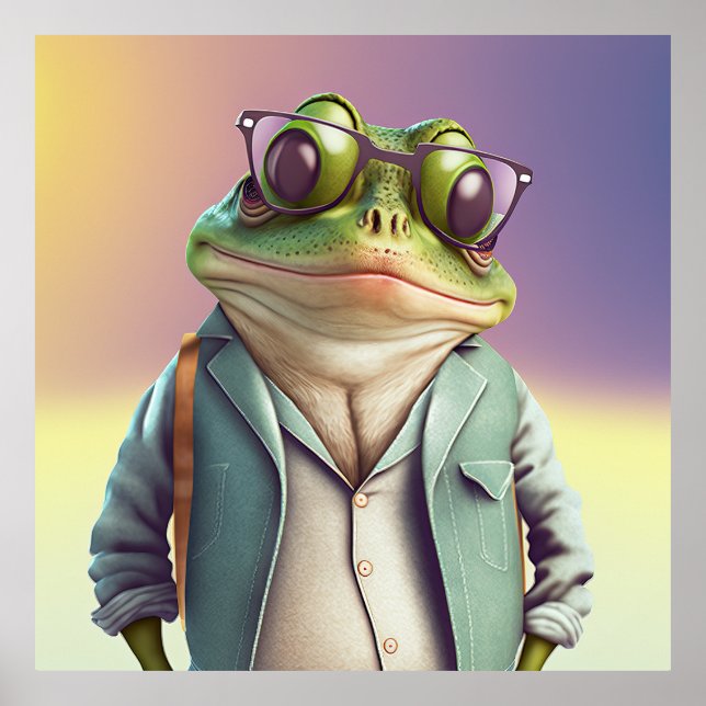 American Bullfrog Hipster Poster (Front)