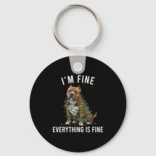 American Bully Christmas I'm Fine Everything Is Fi Keychain (Front)