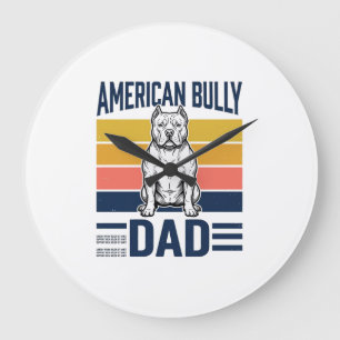 American Bully Dad Vintage Dog Lover Shirt Design_ Large Clock