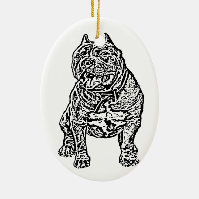 American Bully Dog Ceramic Ornament (Back)