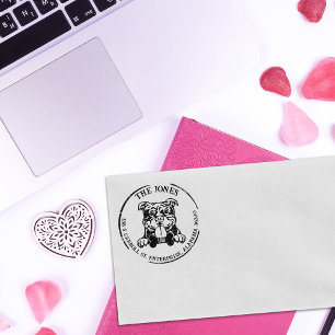American Bully Dog Family Return Address  Rubber Stamp