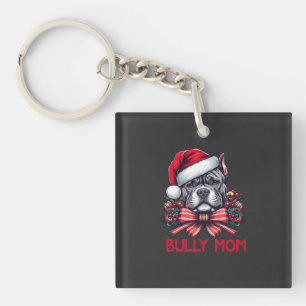 American Bully Dog Mom Christmas Dog Lover gift Keychain