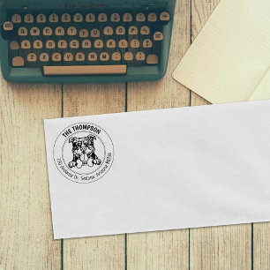 American Bully Dog Return Address Family Rubber Stamp