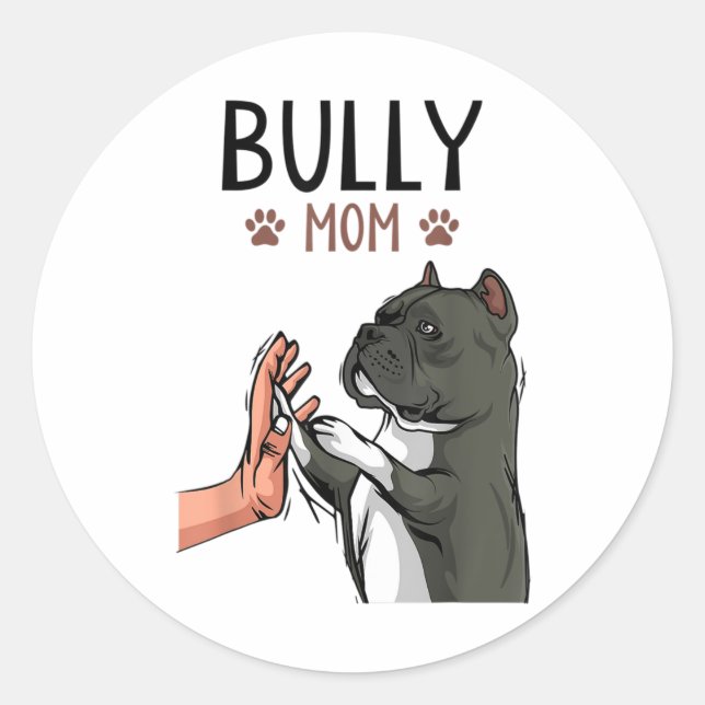 American Bully Mom Cute Dog Classic Round Sticker (Front)