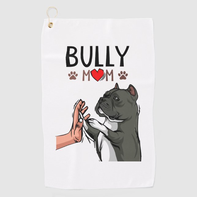 American Bully Mom Cute Dog Mama Funny Women Golf Towel (Front)