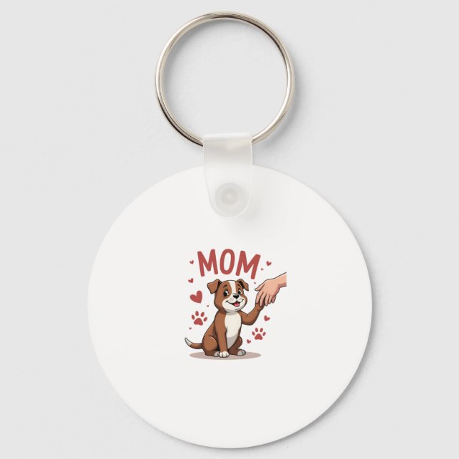 American Bully Mom Cute Dog Mama Funny Women Keychain (Front)