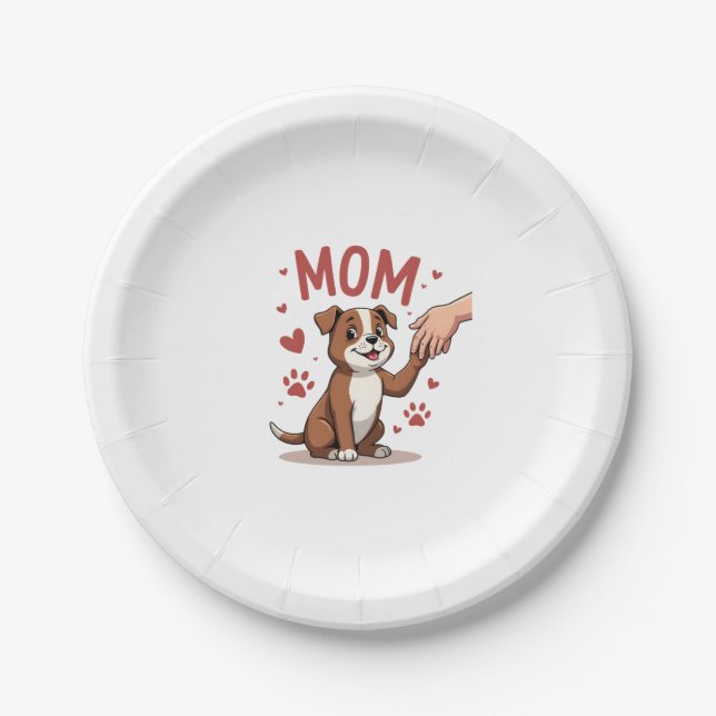 American Bully Mom Cute Dog Mama Funny Women Paper Plate (Front)