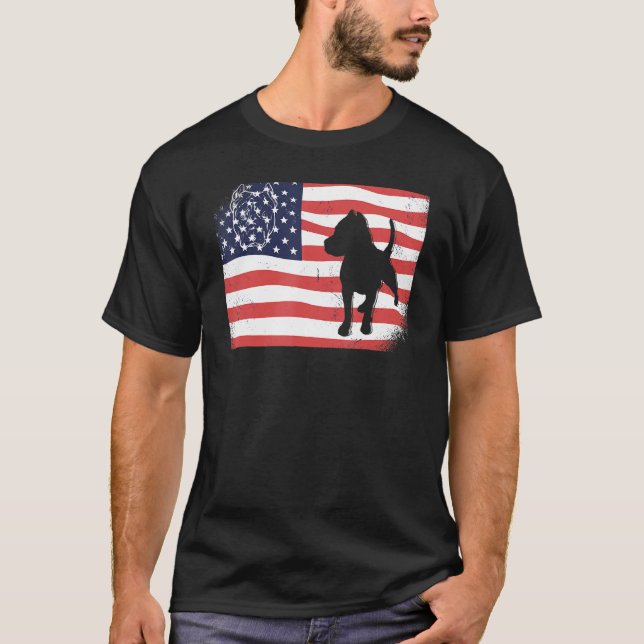 American Bully Usa Flag Dog And Pitbull T-Shirt (Front)