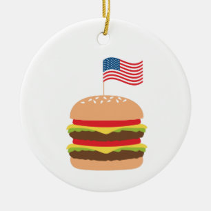 American Burger Ceramic Ornament