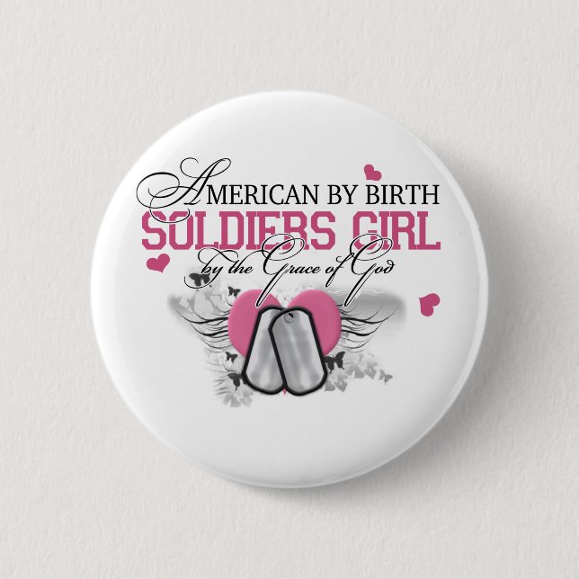 American by Birth Soldier 2 Inch Round Button (Front)
