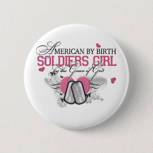 American by Birth Soldier 2 Inch Round Button